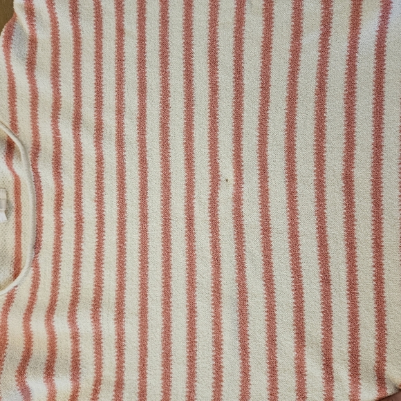 Promesa Oversized Striped Sweater Women’s Large Peachy Red White Cozy Knit - Picture 10 of 10